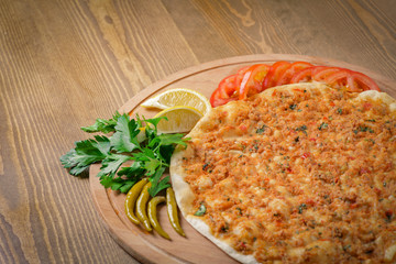 Traditional turkish lahmacun pide