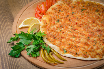Traditional turkish lahmacun pide