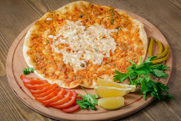 Traditional turkish lahmacun pide