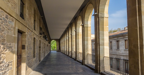 Fototapeta na wymiar Panorama of Arquillos passage in the historic center of Vitoria Gasteiz, Spain