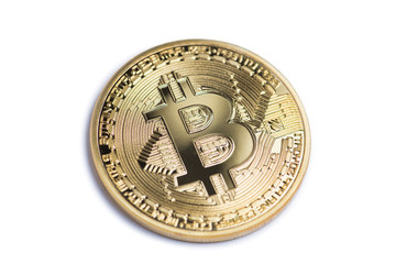 Obraz na płótnie Canvas Golden bitcoin isolated on white