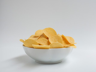 potato chips on white background