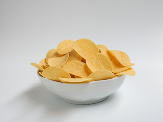 potato chips on white background