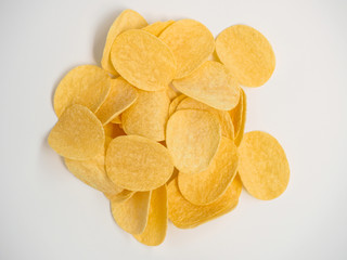 potato chips on white background