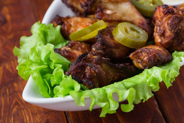 Fried chicken legs with jalopeno and mayonnaise