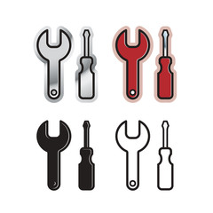 isolated spanners and screwdrivers variations vector illustration