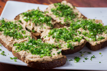 Sandwiches with cheese and cream