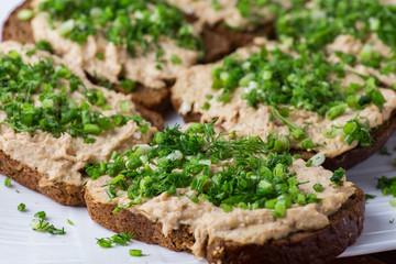 Sandwiches with cheese and cream