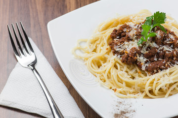Spaghetti Bolognese with Parmesan Cheese