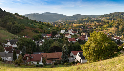 A beautiful Bühlertal village and vineyards in the hills of Black Forrest near Baden-Baden, Germany.