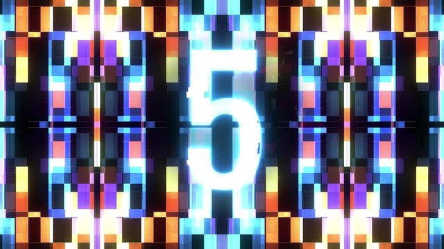 colorful futuristic laser glitch countdown from 10 to 1 interference background numbers from 10 to 1 new dynamic holiday joyful techno video footage