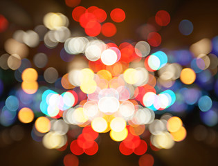 Obraz premium blurred of Night city street lights bokeh background