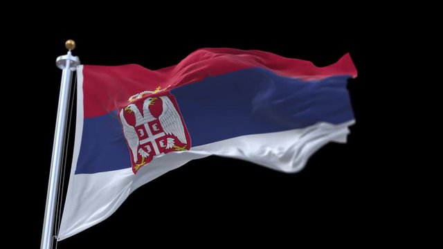 4k seamless Serbia flag waving in wind.A fully digital rendering,The animation loops at 20 seconds.flag 3D animation with alpha channel included.