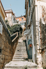 Beautiful streets and courtyards of Naples, historical sites and sculptures of the city. The monuments and architecture of ancient Italy. panorama of the city, species and tourist places.