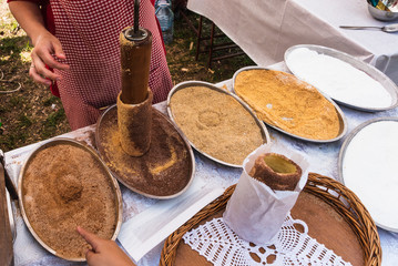 preparation of a chimney cake close up