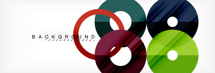 Colorful rings on grey background, modern geometric pattern design. Vector business or technology presentation design template, brochure or flyer pattern, or geometric web banner