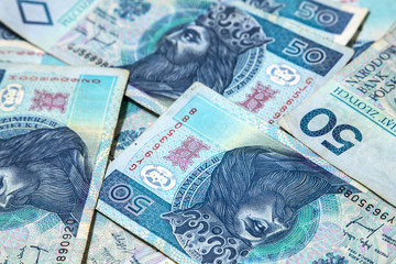 polish money background. 50 pln