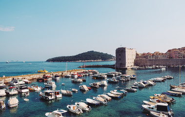 Fototapeta na wymiar panoramic view of port of Dubrovnik