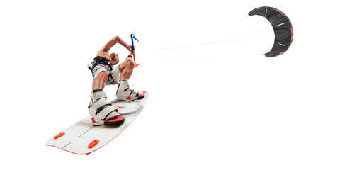 Kitesurfing isolated on white