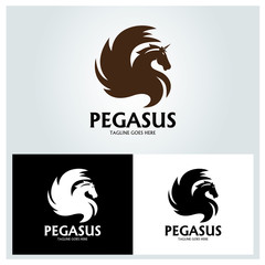 Fototapeta premium Pegasus logo design template. Vector illustration