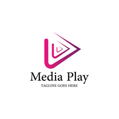 Media play logo design template. Vector illustration