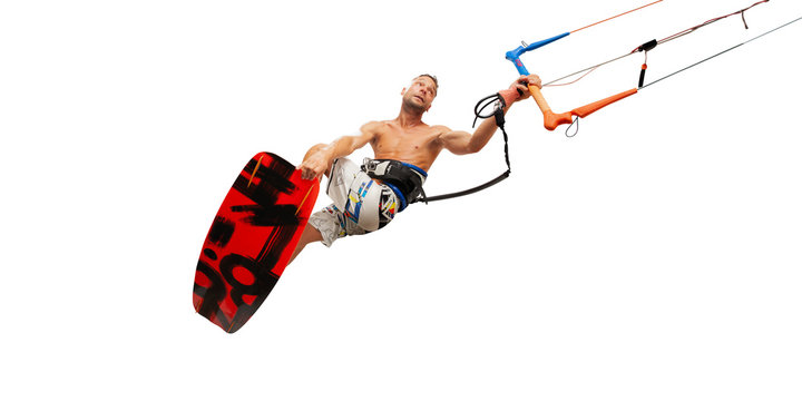 Kitesurfing isolated on white
