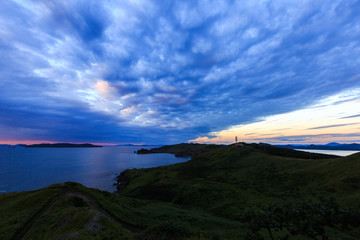 A colorful dawn at Cape Bruce in Slavyanka, in the Khasansky district of Primorsky Krai. Cape Bruce...