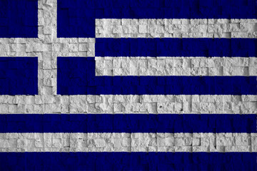 Greece flag with wall background