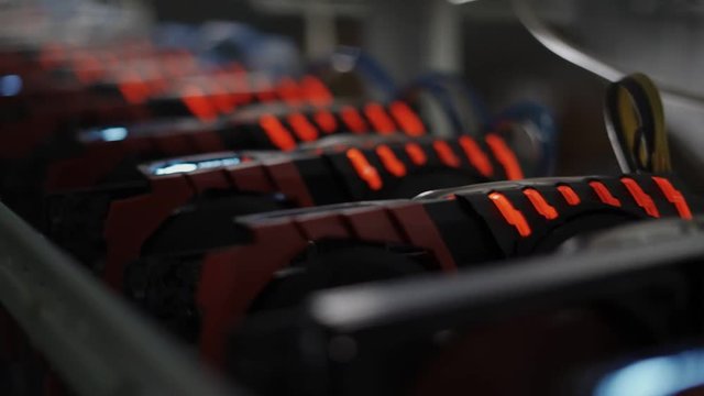 Bitcoin mining in a huge data center.