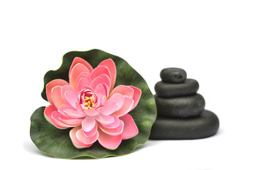 Obraz na płótnie Canvas Spa - Relaxation With Massage Stones And Lotus