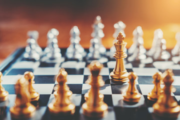 Chess game of successful business leader concept