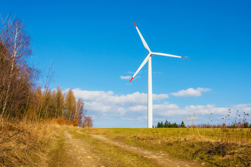 Wind power plants in the Czech Republic as a source of green energy. Turbine green energy...