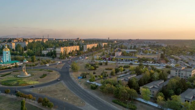 Aerial time lapse over Kryvyi Rih city