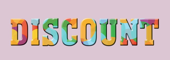 discount Multicolor rainbow letters. Logo, banner.