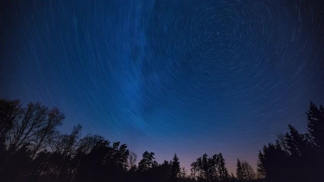 Starry night sky with startrails. 4k Time lapse