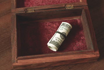 stash of hundred dollar bills