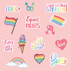 
Hand Drawn Gay Pride Stickers Collection - vector eps10 
