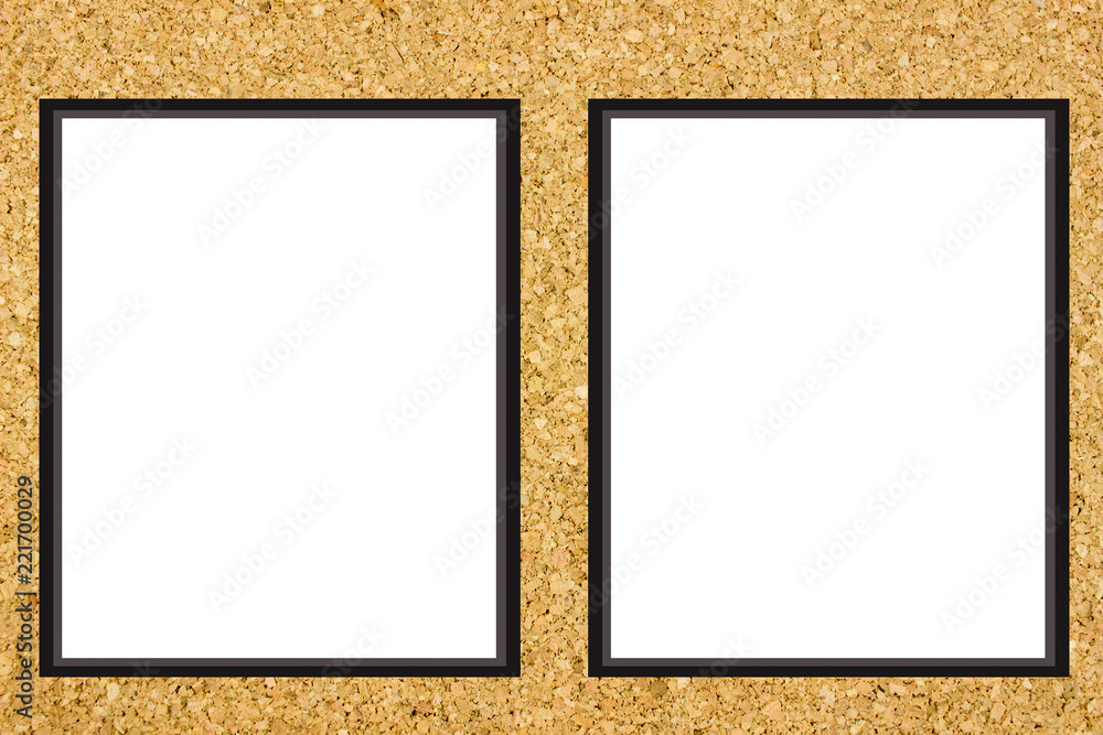 Poster natural corck texture. photo frame mock up. empty space for text design and message