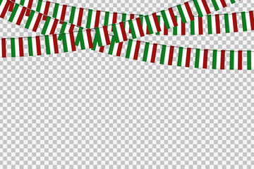 Vector realistic isolated party flags for Indepencence Day in Mexico for decoration and covering on the transparent background. Concept of Viva Mexico. © comicsans