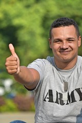 Male Soldier With Thumbs Up