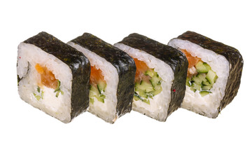 sushi roll isolated on white background without a shadow