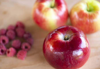 Apples and raspberries
