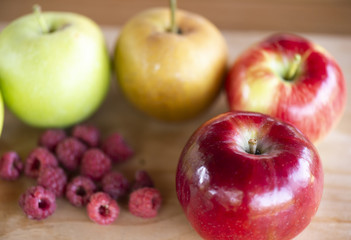 Apples and raspberries