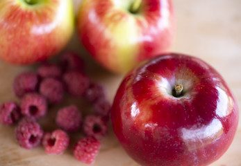 Apples and raspberries