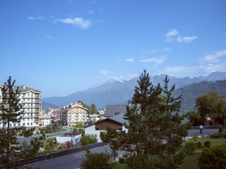 Fototapeta premium Hotels in Rosa Khutor Krasnaya Polyana Sochi on 09/01/2018