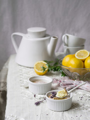 Citrus pudding with lavender