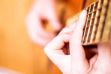 Guitar instrument. Musician or guitarist