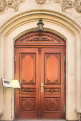 Old door. Vintage entrance.