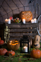 Pumpkin and candy of Halloween