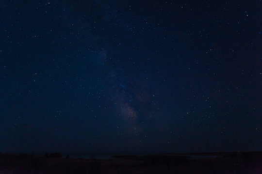 night sky with many brilliant stars over Kazakhstan